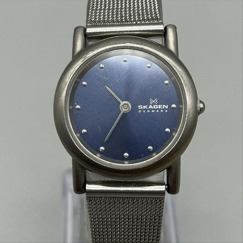 Skagen P85SN Womens Watch 24mm Blue Dial Silver Tone Denmark New Battery